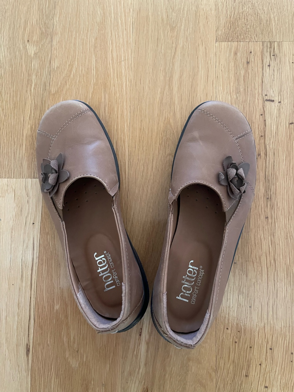 Hotter Women's Taupe Slip-On Floral Loafer